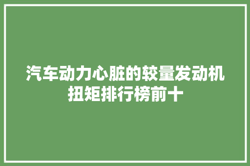 汽车动力心脏的较量发动机扭矩排行榜前十