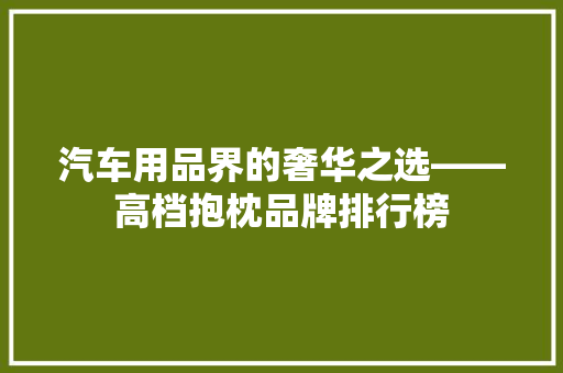 汽车用品界的奢华之选——高档抱枕品牌排行榜