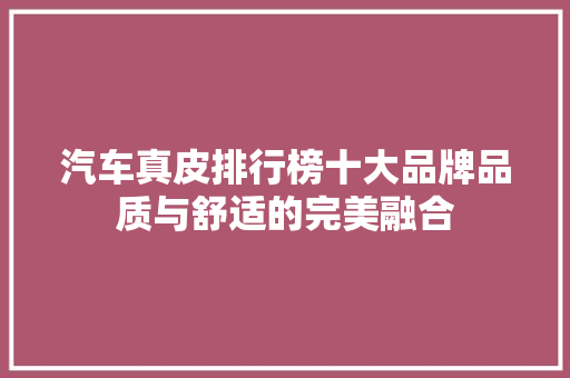 汽车真皮排行榜十大品牌品质与舒适的完美融合