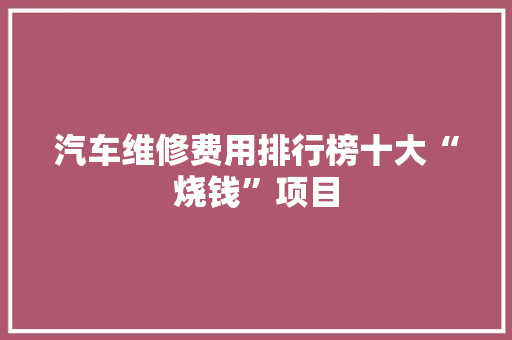 汽车维修费用排行榜十大“烧钱”项目