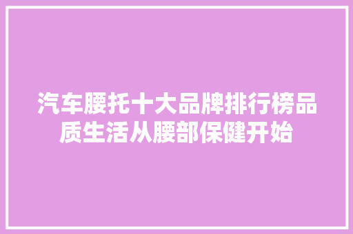 汽车腰托十大品牌排行榜品质生活从腰部保健开始