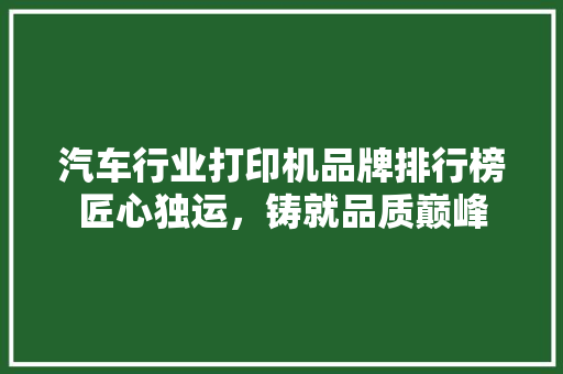 汽车行业打印机品牌排行榜匠心独运，铸就品质巅峰