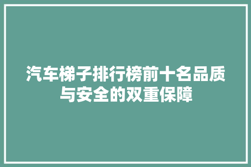 汽车梯子排行榜前十名品质与安全的双重保障