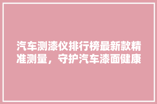 汽车测漆仪排行榜最新款精准测量，守护汽车漆面健康