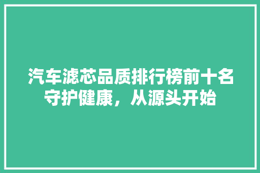 汽车滤芯品质排行榜前十名守护健康，从源头开始