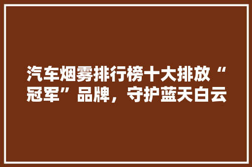 汽车烟雾排行榜十大排放“冠军”品牌，守护蓝天白云